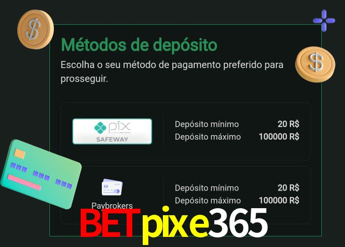 O cassino betpixe365 oferece uma grande variedade de métodos de pagamento